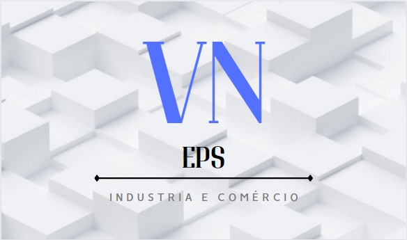 Uma logotipo da VN quadrada com nome VN embaixo escrito EPS e com um risco embaixo cortando e embaixo desse risco está escrito industria e comércio.